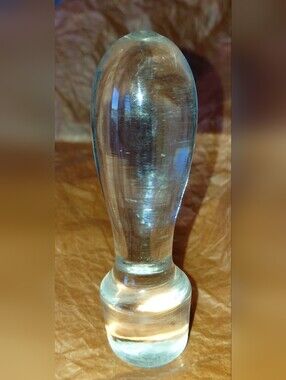NEW Lg4.5" Clear, Smooth Tapered Glass Bottle Stopper, Rounded Top, Collectable